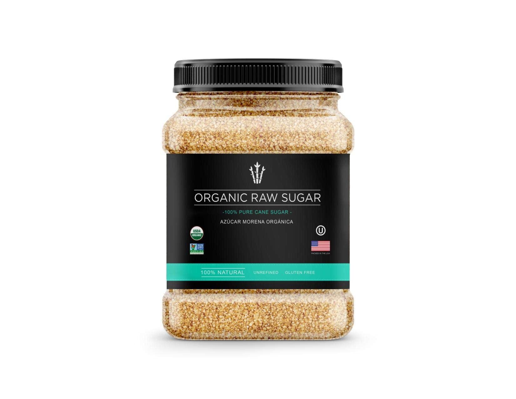 Akenton Organic Raw Cane Sugar, 2.7 Lb Resealable Bag | 100% Natural, Unprocessed, Unbleached, Unrefined Sugar And Gluten-Free, 