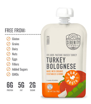 Serenity Kids Bone Broth Puree Made with Organic Veggies - Clean Label Project Purity Award Certified - 3.5 Ounce BPA-Free Pouch