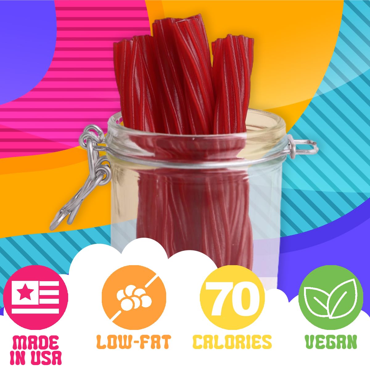 Amish Good Gourmet Licorice Twist Candy - Cinnamon Jumbo Licorice, 8 Oz, Sweet & Chewy Snack Under 100 Calories