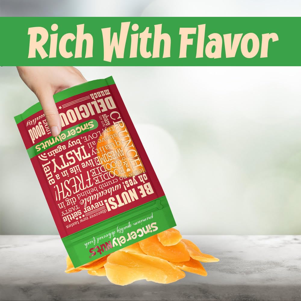 Sincerely Nuts Dried Mango Slices Lightly Sweetened & Unsulfured 1Lb Bag- Antioxidant Rich - Scrumptious Taste - Guaranteed Fres