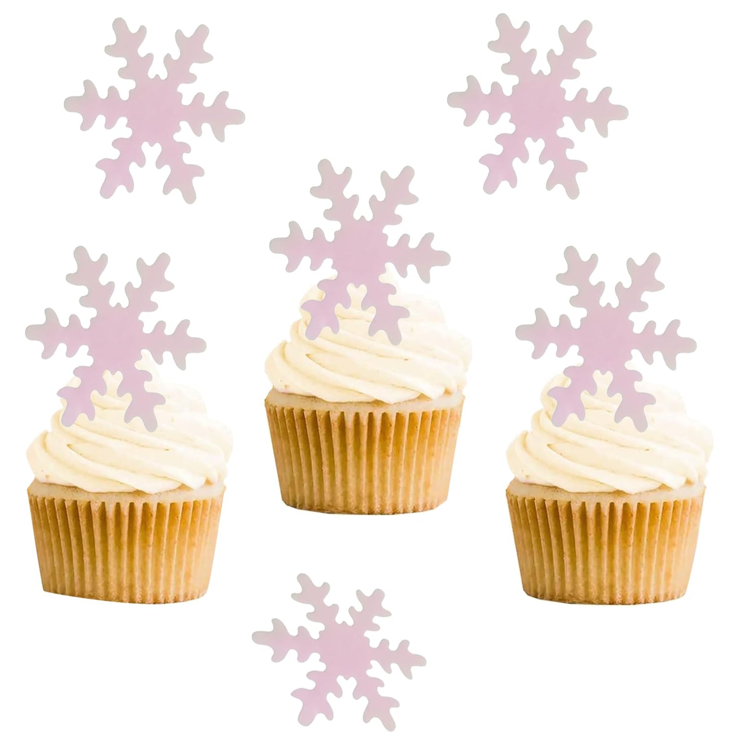 50Pcs Edible Snowflakes For Cake Decorating Pink Edible Christmas Cake Decorations Wafer Paper Snowflake Cupcake Toppers For Christmas Winter Holiday Frozen Theme Party Supplies(Pink)