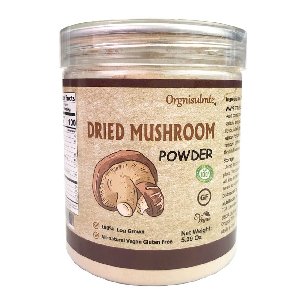 Orgnisulmte Dried Shiitake Mushrooms Powder No Additive All Natural Vegan And Gluten-Free 5.29 Oz(150G)