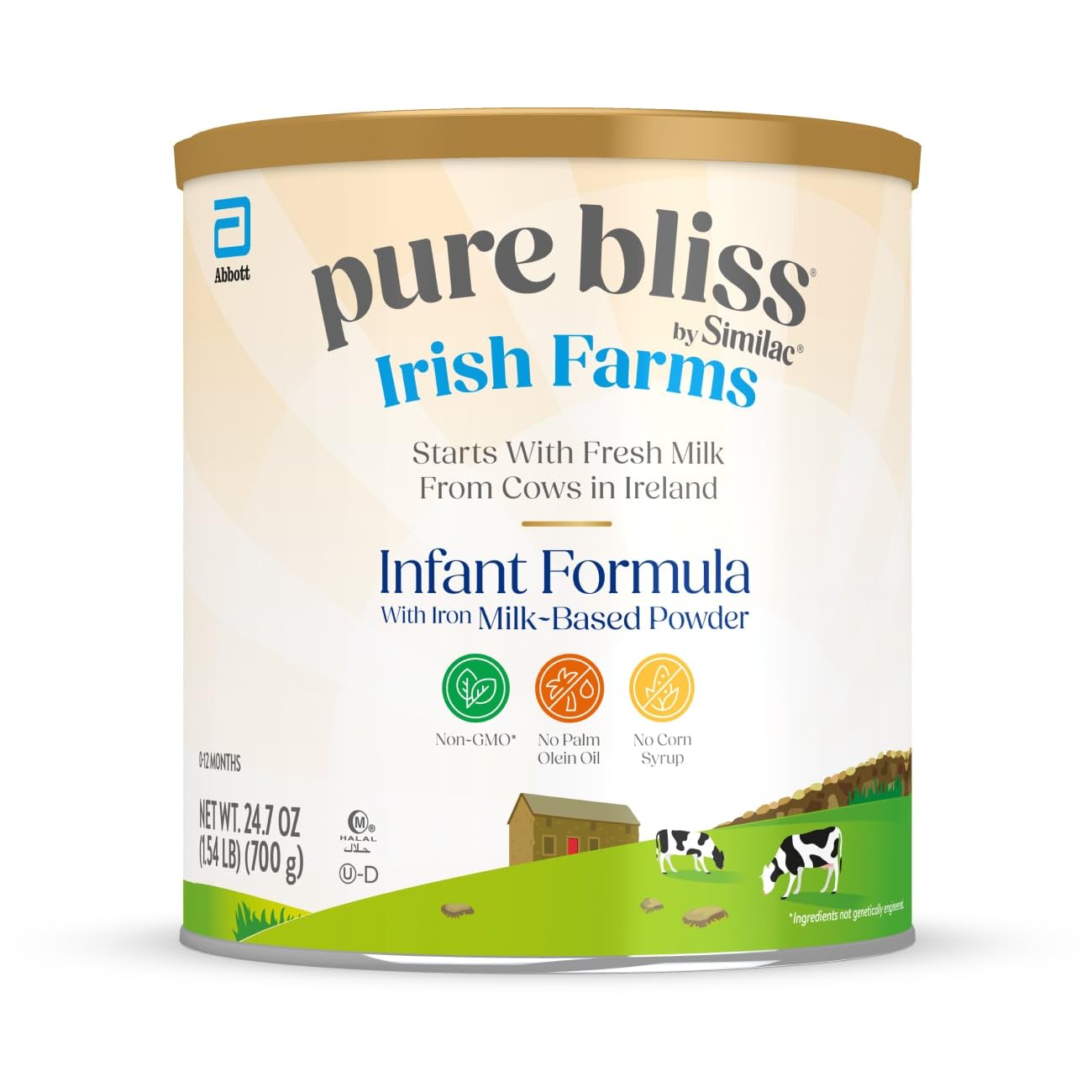 Pure Bliss By Similac Irish Farms Infant Formula, Easy To Digest, Non-Gmo, Powder, 24.7-Oz Can