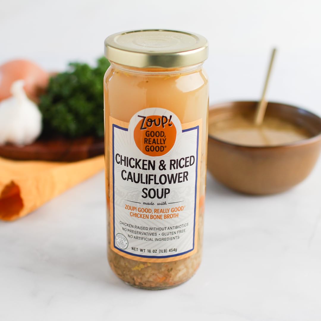 Chicken & Riced Cauliflower Soup By Zoup! Good, Really Good - No Artificial Colors Or Flavors, No Preservatives, Gluten Free Chicken & Riced Cauliflower Soup, 16 Oz Ready To Serve (3 Pack)