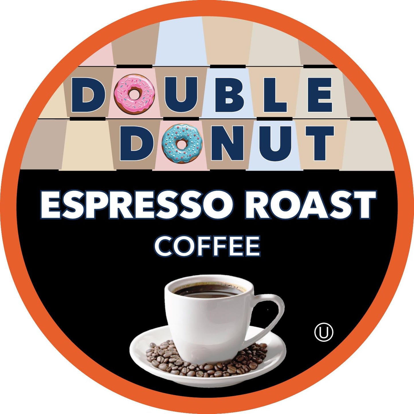 Double Donut Coffee Espresso Coffee Pods, Dark Espresso Roast, 80 Count, for Keurig K Cup Brewer Machines, Original Version