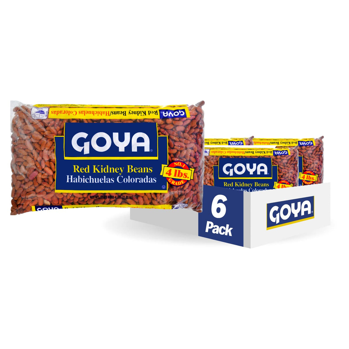 Goya Foods Red Kidney Beans, Dry, 4 Pound (Pack Of 6)
