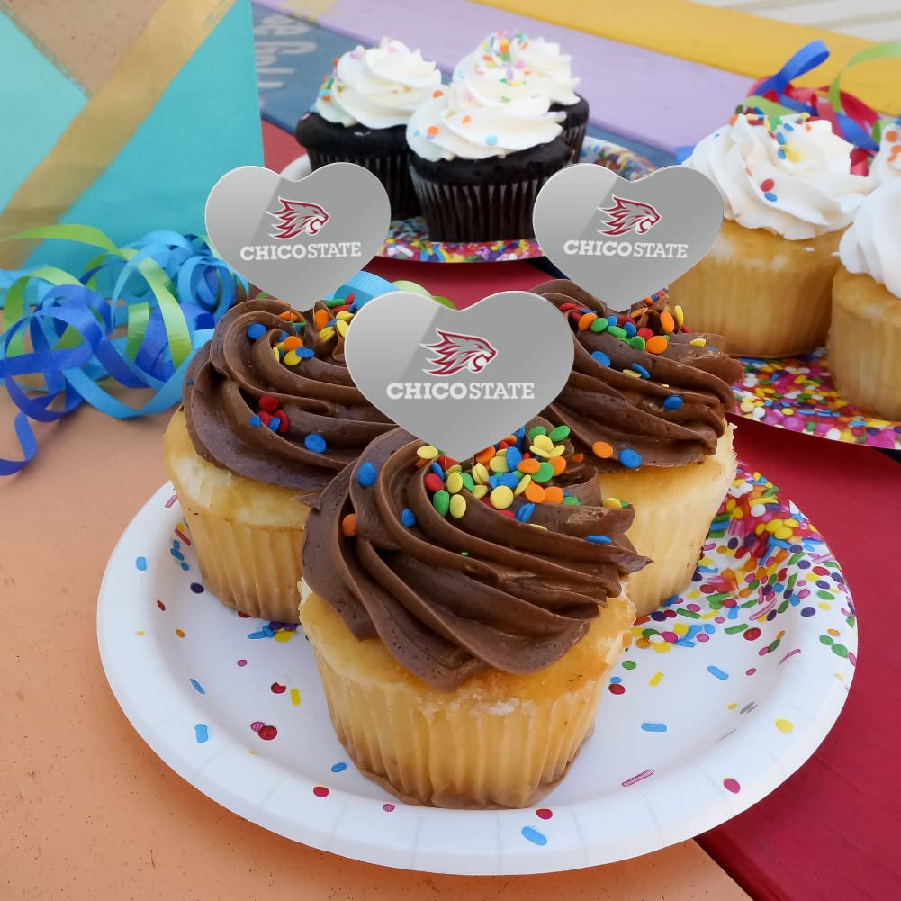 GRAPHICS & MORE Acrylic Cupcake Picks Set of 6 - California State University Chico Heart Decoration Toppers