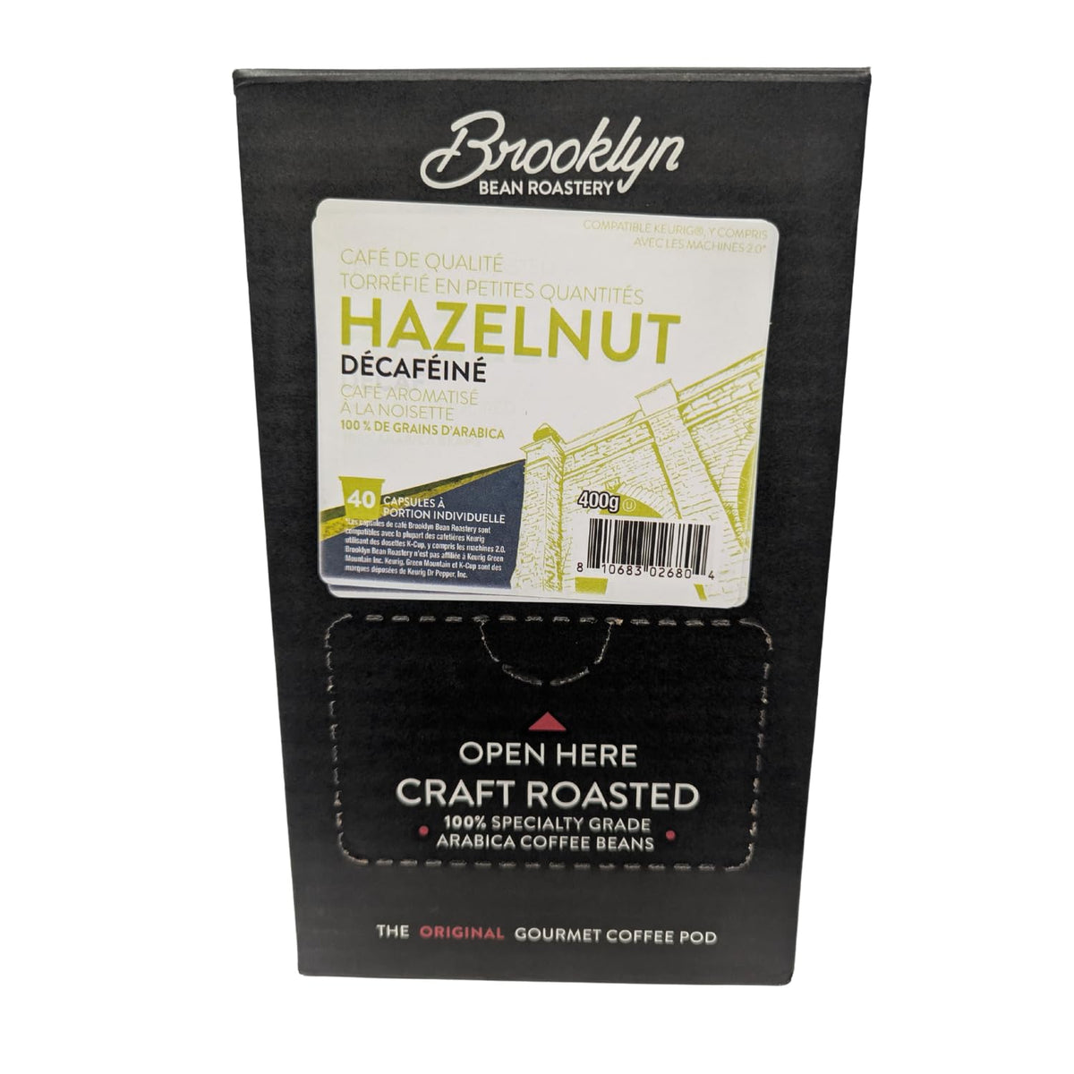 Two Rivers Coffee Brooklyn Beans Hazelnut Decaf Coffee Pods, 40 Count, Compatible with Keurig K Cup malt-inspired