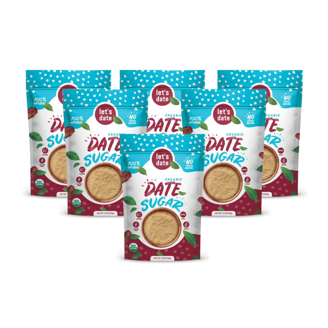 Lets Date Organic Date Sugar, Vegan & Gluten Free, 12oz Pack of 6