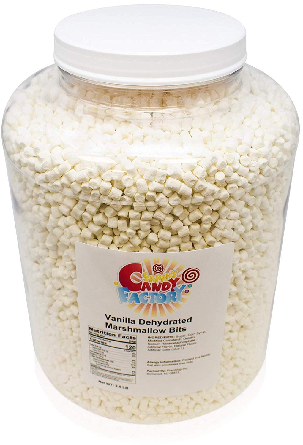 Sarah'S Candy Factory Vanilla Mini Dehydrated Marshmallows In Jar - Mini Marshmallow Bits For Hot Cocoa 2.5 Lbs