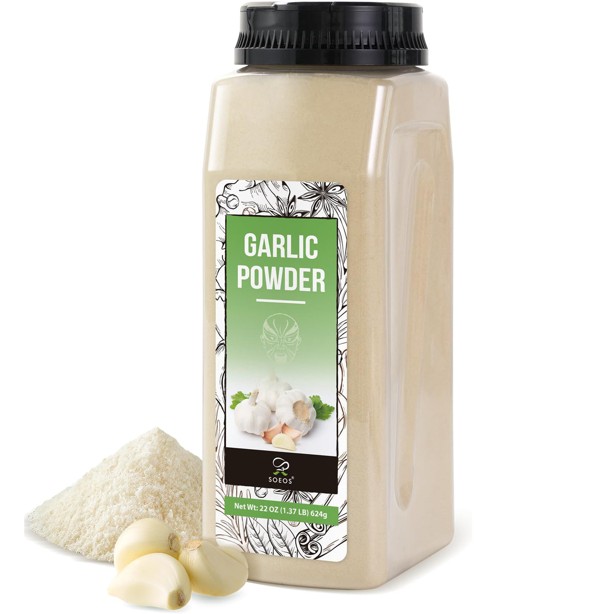 Soeos Garlic Powder 22 Ounce(624 g), Garlic Powder Seasoning, Non-GMO, Gluten Free, Garlic Seasoning for Flavor Vegetables, Gril