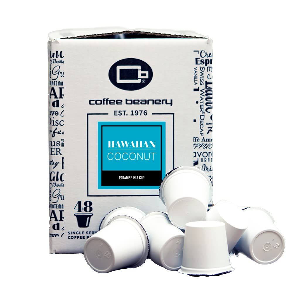 Coffee Beanery Hawaiian Coconut Coffee Pods, Medium Roast, 48 Count Pack