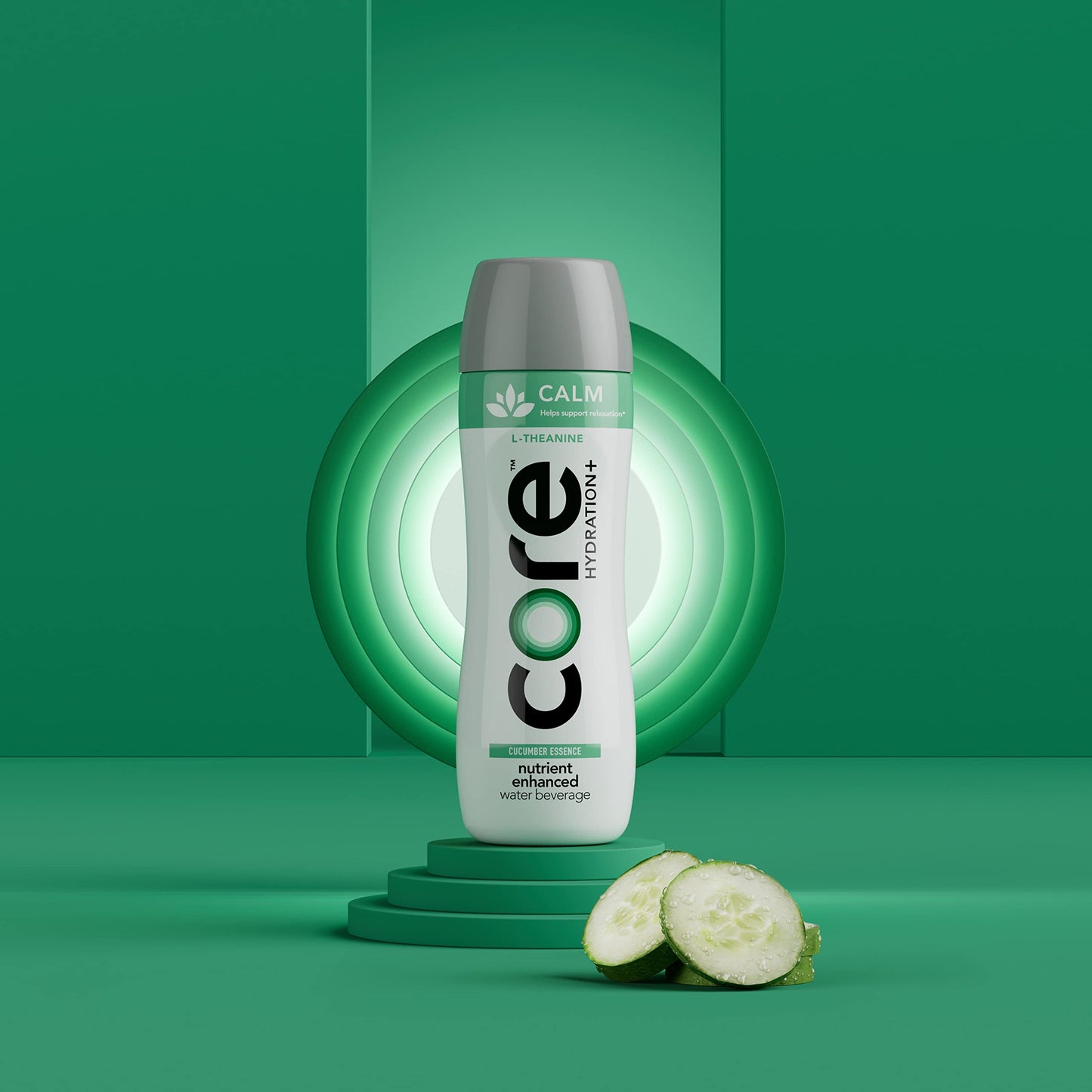 CORE Hydration+ Calm Cucumber Essence Nutrient Water, 23.9 Fl Oz, Pack of 12, Clear