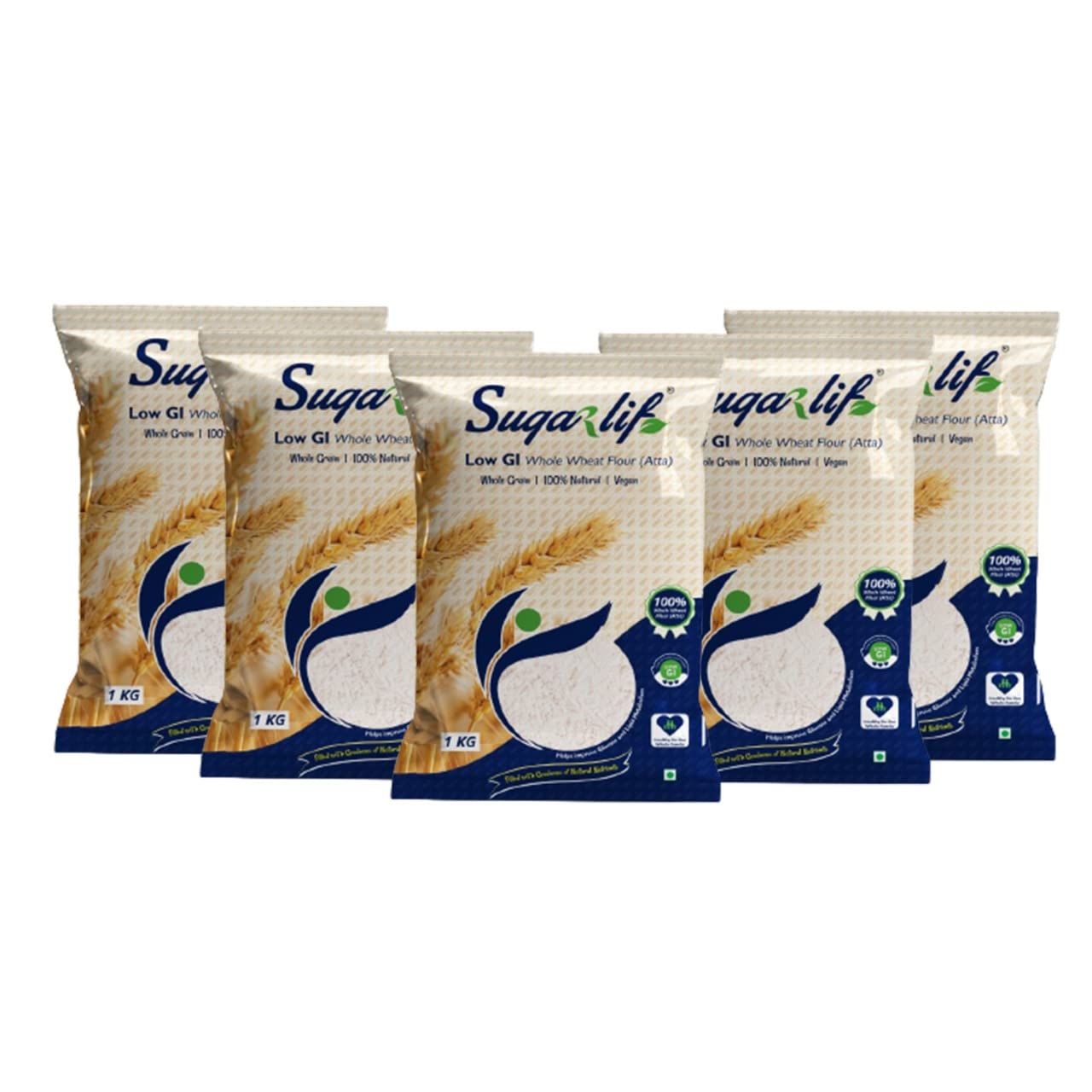 Sugarlif Low Gi Whole Wheat Atta (Flour)/ Orignal Product Of Dr. C K Nandagopalan/Low Glycemic Index/Same Taste/Same Flavour - 1Kg X 5 Packet