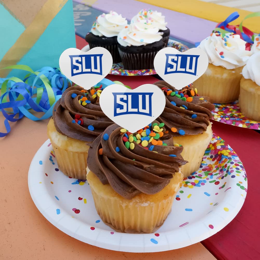 GRAPHICS & MORE Cupcake Picks Set of 6, Acrylic, Saint Louis University, Model CUPCAKE.HEART.CLCSLU.Z007804