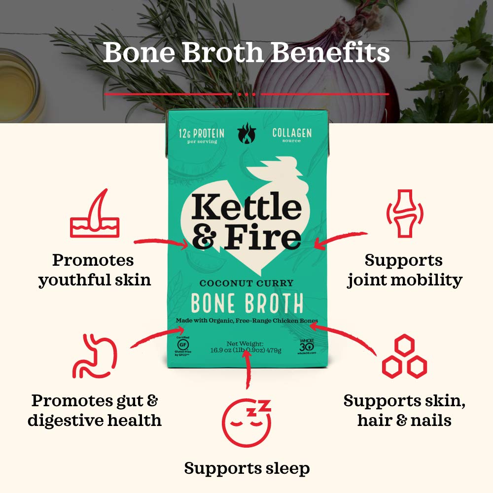 KETTLE & FIRE Coconut Curry Chicken Bone Broth, 16.9 OZ, Packaging may vary