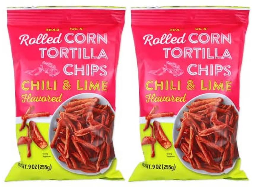 Trader Joes Chili Lime Corn Tortilla Chips 2 Pack 9oz Gluten Free Snack