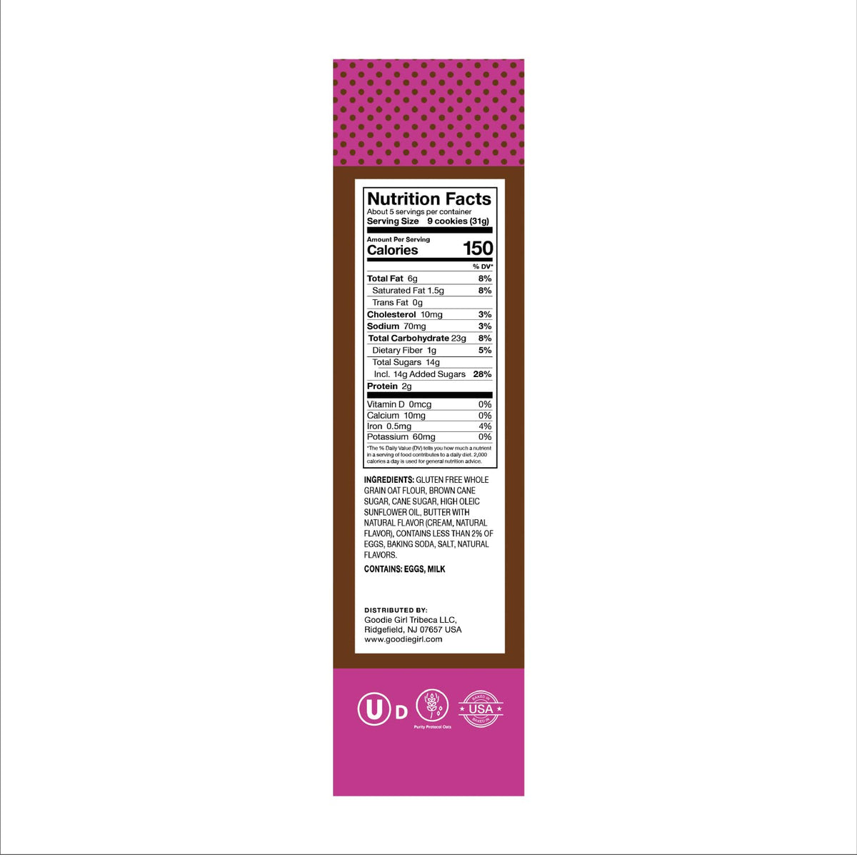 Goodie Girl Brown Sugar Crunchy Oat Flour Cookies | Certified Gluten Free | Peanut Free | Kosher (5.5Oz Box, 3 Pack)