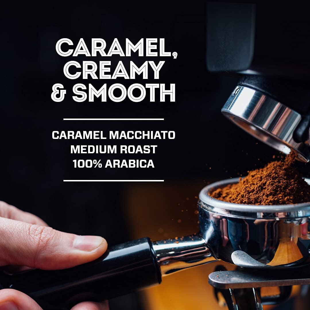 Eight O'Clock Coffee Caramel Macchiato Ground Coffee, Medium Roast, 11 Ounce - Smooth, Creamy Flavor, Perfect for Coffee Lovers