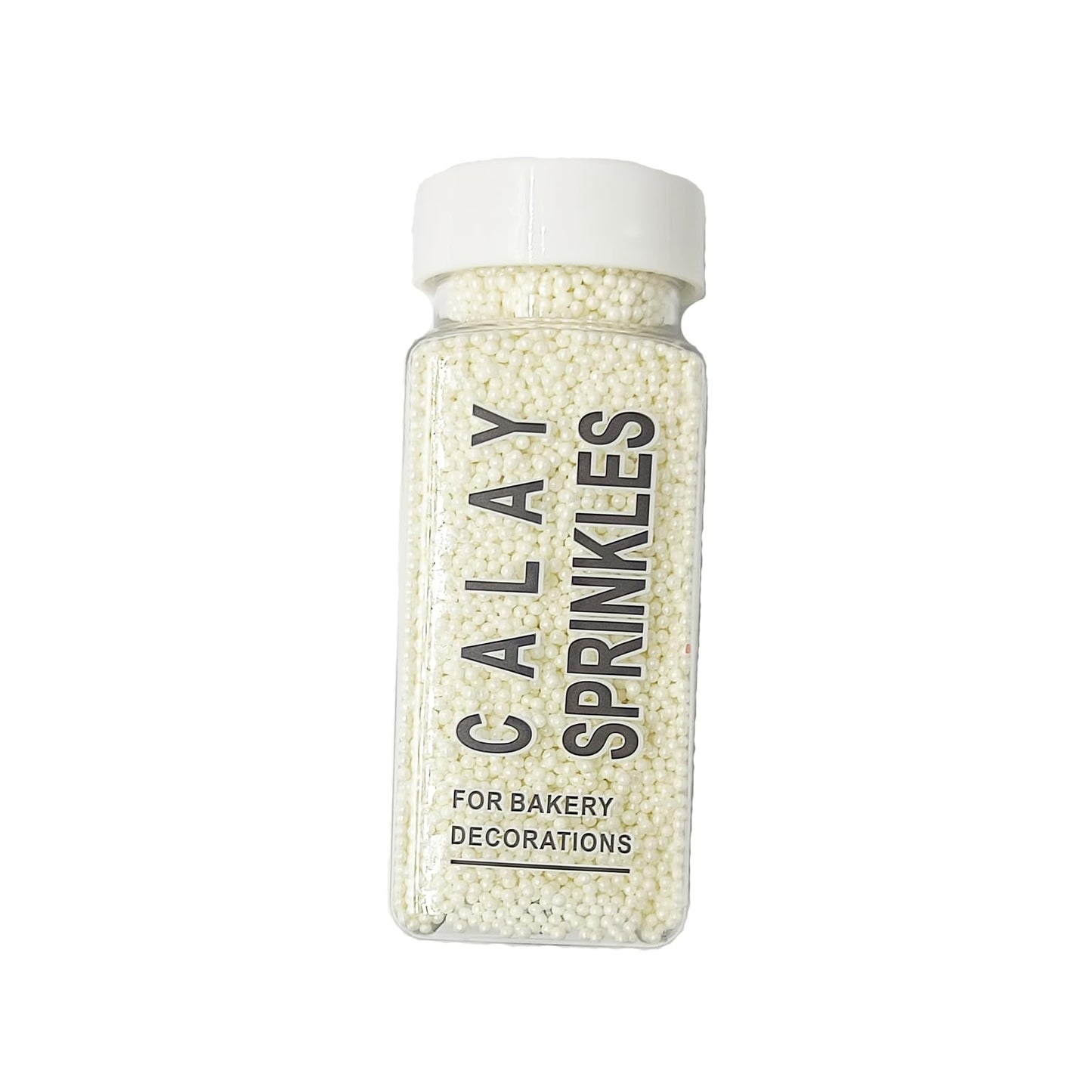 Homipooty Nonpareils Sprinkles Edible White Pearl Sugar 110g 2mm Mini Pearls for Cake Decoration and Cupcake Toppers