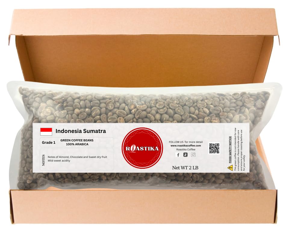 Roastika - Indonesia Sumatra - 2lb - Premium Green Coffee Bean - single Origin - Unroasted Coffee Bean