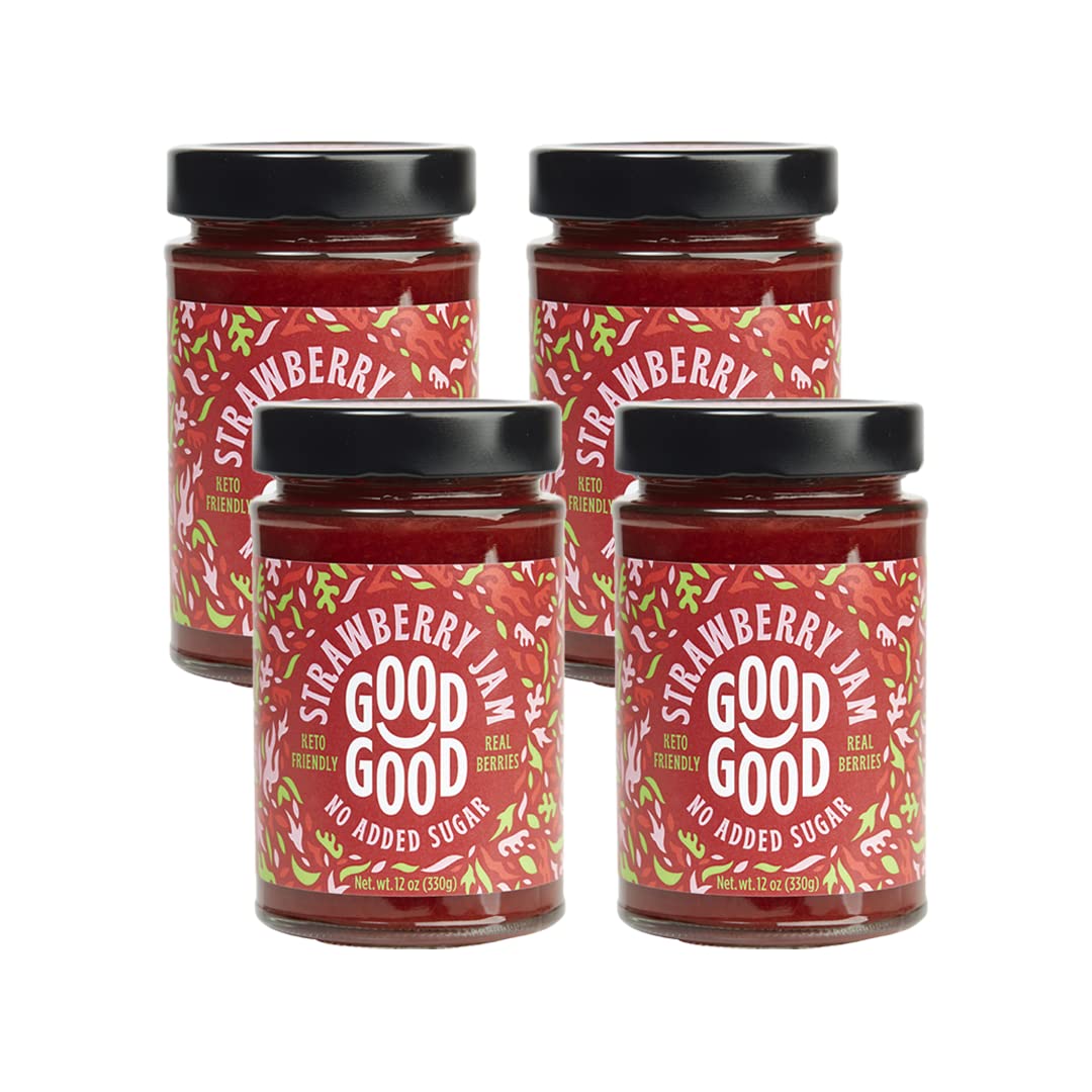 Good Good Sweet Strawberry Jam - Low Calorie, Low Carb & No Added Sugars - Keto Friendly Jelly - Vegan - Gluten Free - Preserves