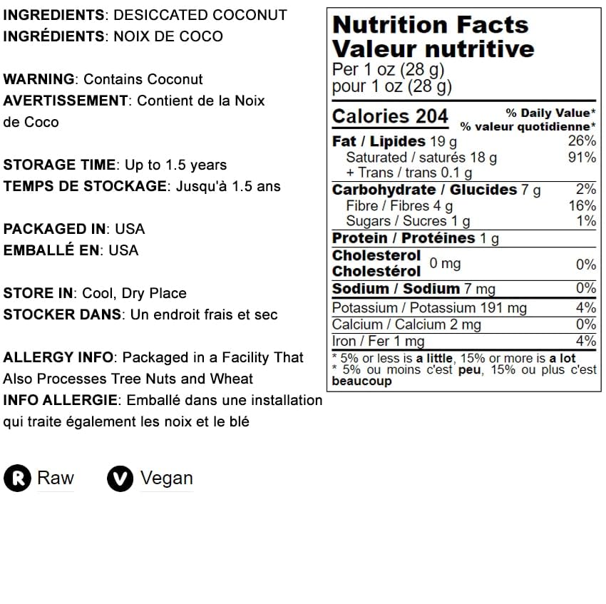 Food To Live Coconut Chips, 8 Ounces - Unsweetened Flakes, Unsulfured, Raw, Dried, Desiccated, Shaved Coco Nut Meat, Vegan, Keto