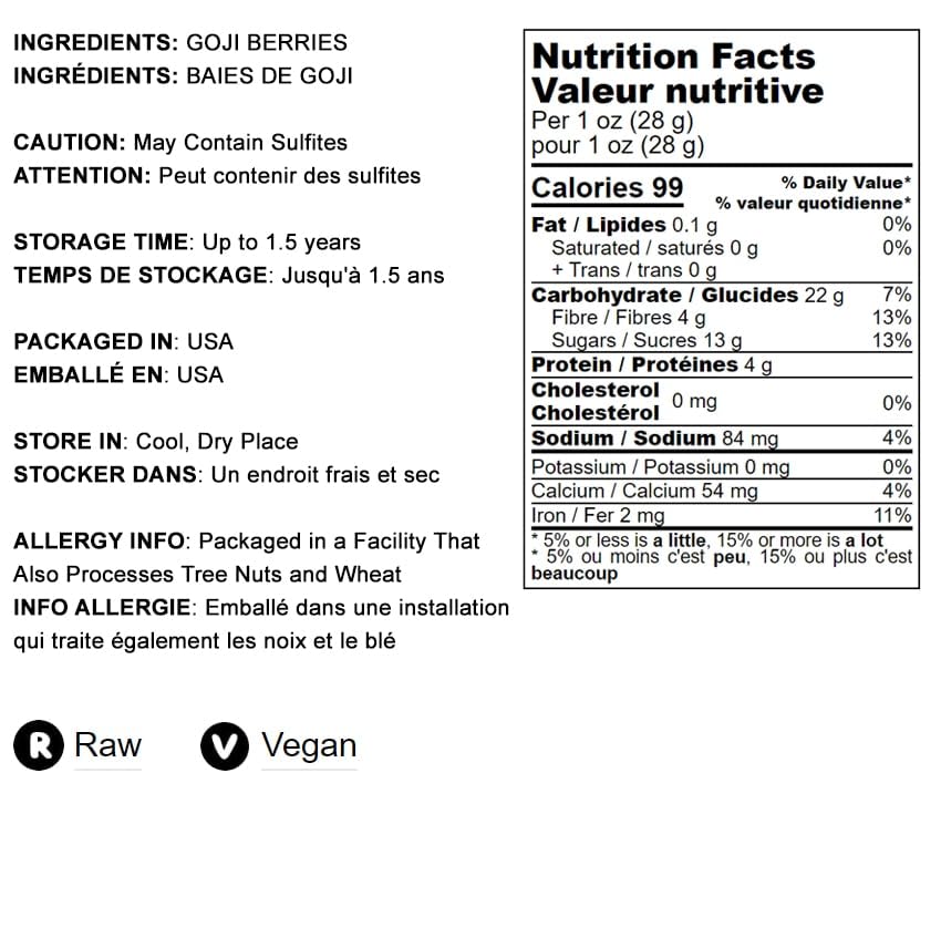 Food To Live Goji Berries, 6 Pounds Sun-Dried, Large And Juicy, Unsweetened, Vegan, Bulk. High In Iron, Vitamins A, And C. Fruit Snack. For Baked Goods, Tea, Smoothie, Yogurt, Oatmeal