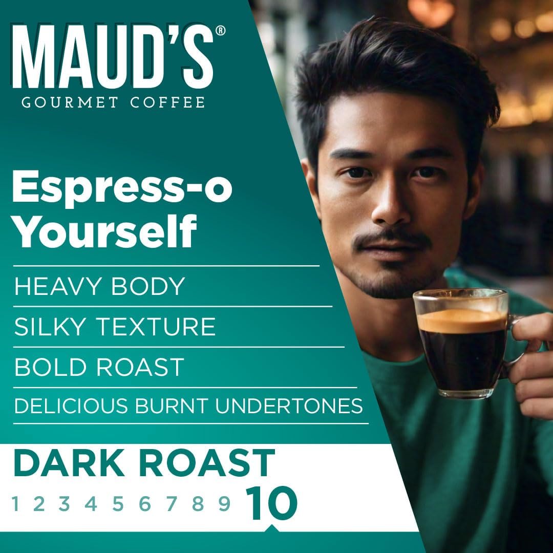 Mauds Espresso Roast Coffee Pods  50ct  Dark Roast Coffee in Recyclable Single Serve Pods - 100% Arabica Coffee  Compatible with Keurig K Cups Maker