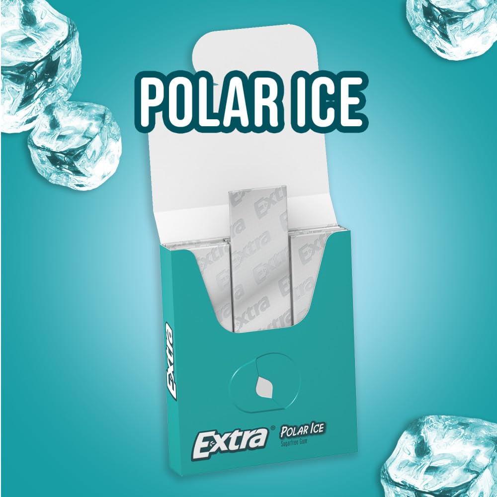 Extra Gum Polar Ice Sugar Free Chewing Gum, Single Pack, 15 Stick