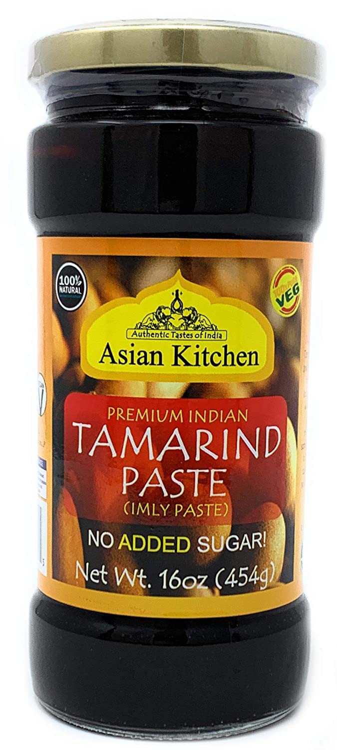 Asian Kitchen Tamarind Paste Puree (Imli) 16oz (454g) 1lb Glass Jar, Gluten Free, No added sugar ~ All Natural | Vegan | NON-GMO