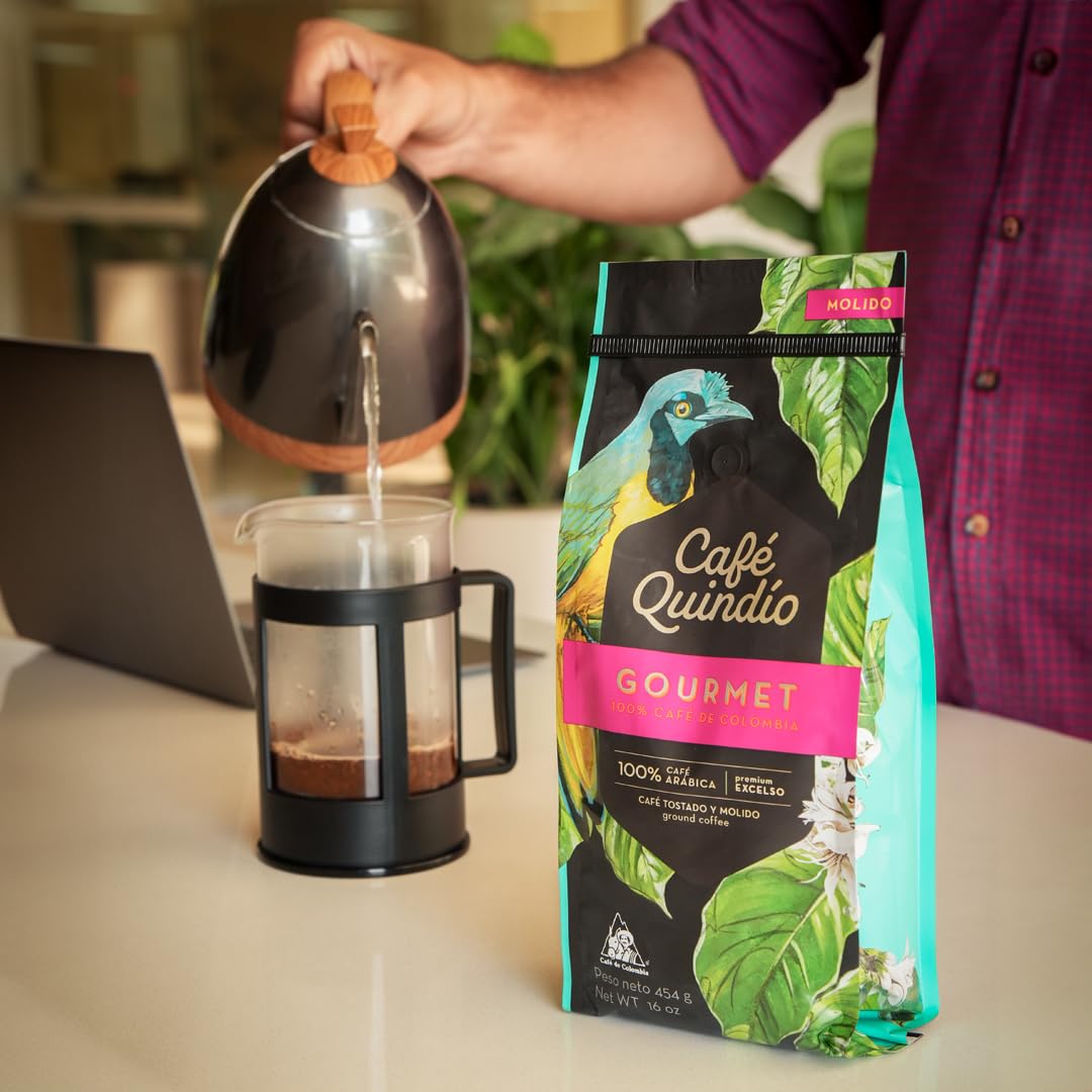 Cafe Quindio Gourmet Ground Coffee, 100% Colombian Excelso Coffee (16 oz / 454g)
