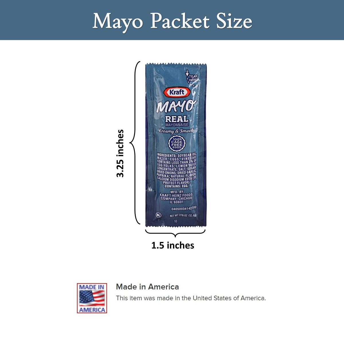 Bag-N-Dash 100 Kraft Real Mayo Condiment Packs - Single Serve Packets Of Mayo W/ Plastic Food Bag & Slide Seal For Easy Storage
