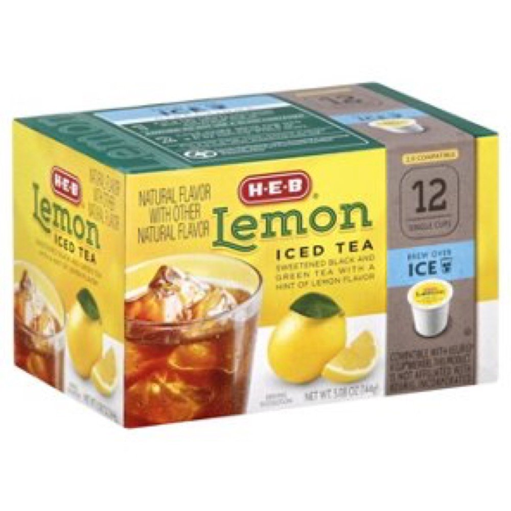 HEB Lemon Iced Tea, 12 Single Cups, 12 Count, Refreshing Beverage