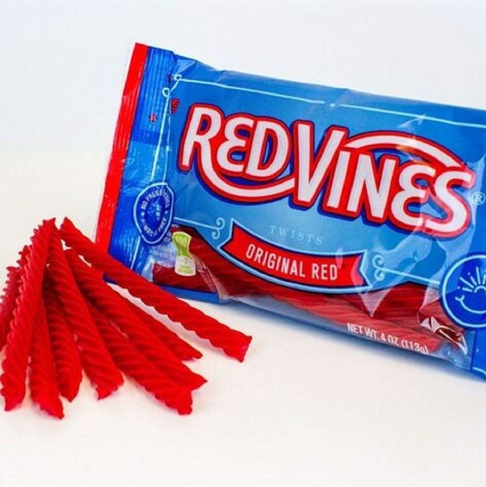 Red Vines Licorice Twists, Original Red Flavor, 4Oz Bag (12 Pack), Soft & Chewy Candy