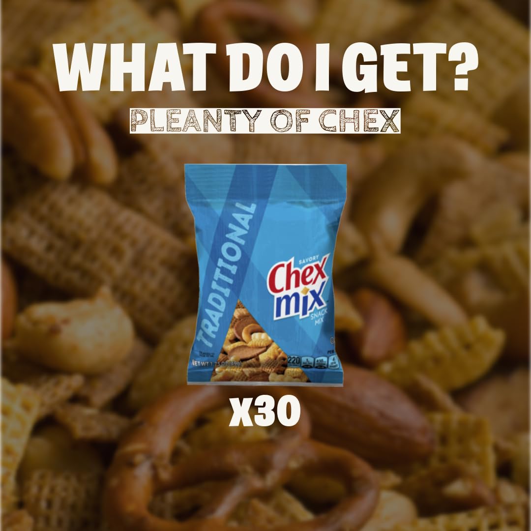 Individually Packaged Traditional Chex Mix Snack Mix, 30 Count / 1.75 Oz.