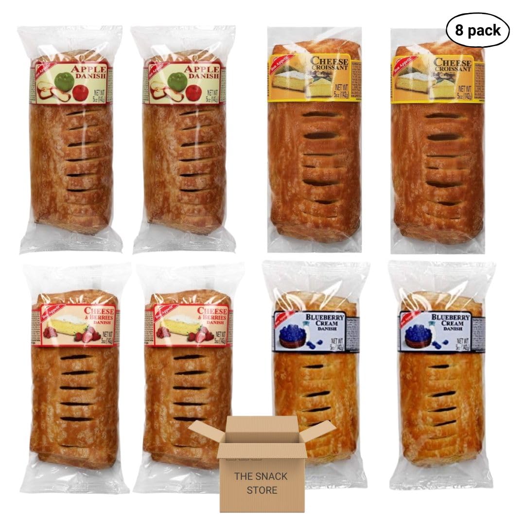 The Snack Store Variety Pack - Apple Danish, Cheese Croissant, Berries & Blueberry Cream - Small - 8 Packs