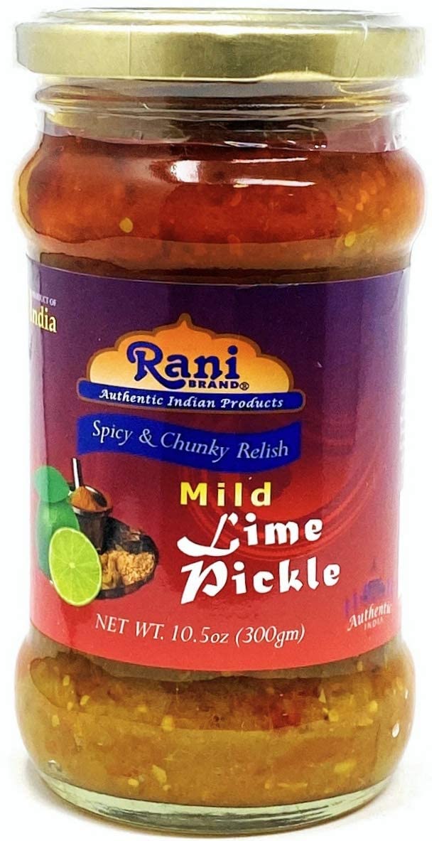 Rani Lime Pickle Mild Achar - Vegan, Gluten Free, Non-GMO, Kosher, 10.5oz (300g) Glass Jar