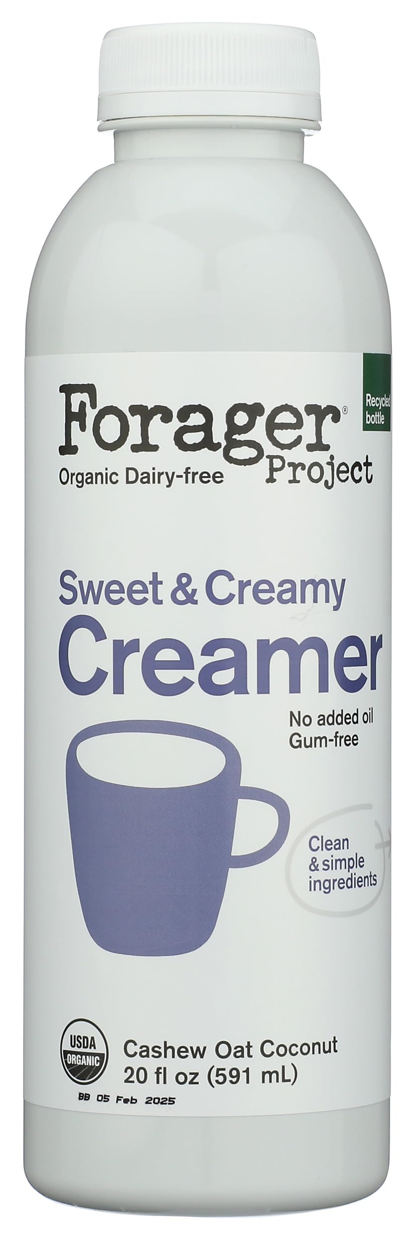 Forager Project Organic Dairy Free Creamer, Sweet & Creamy, 20 Fl Oz