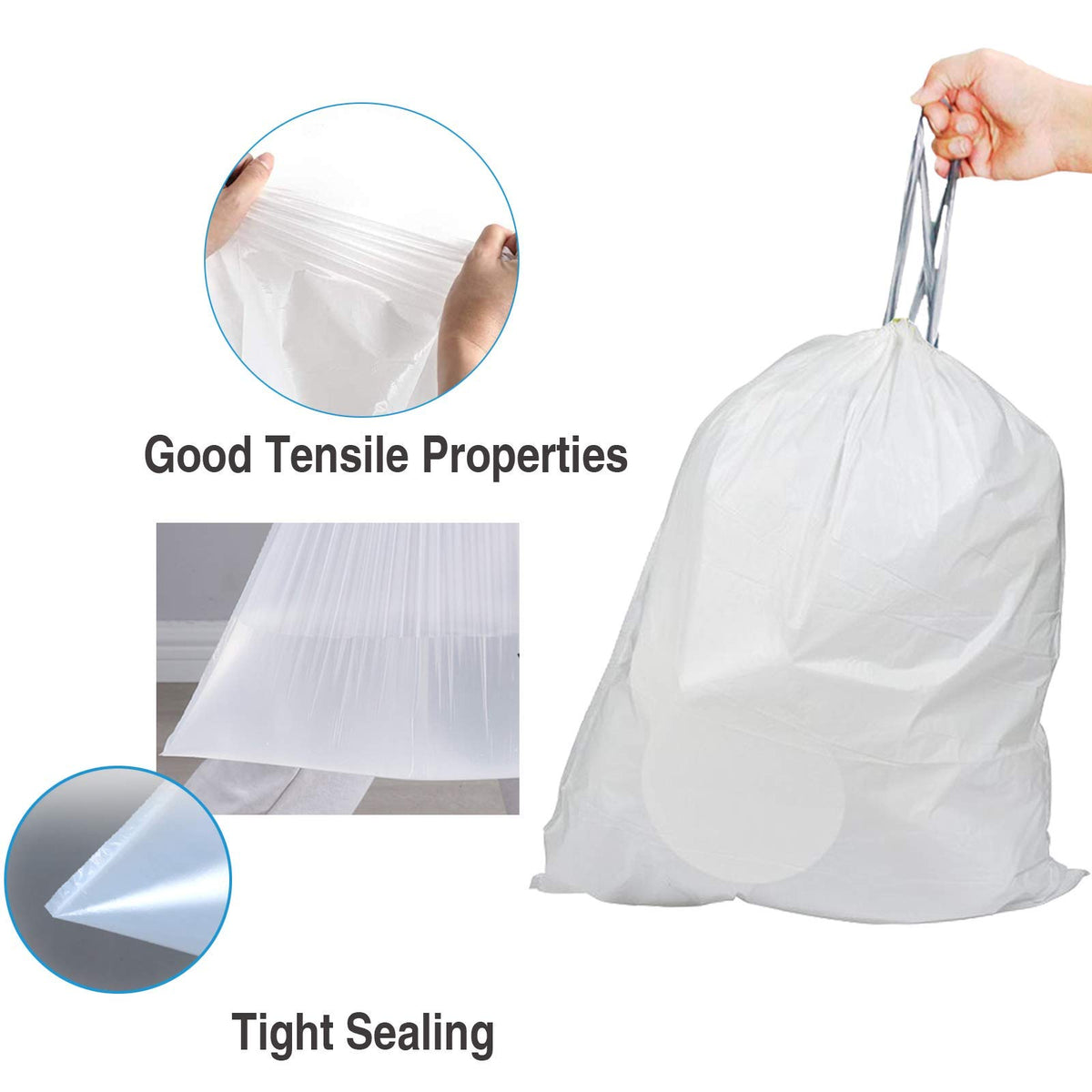 Code G (200 Count) 8 Gallon/30 Liter Heavy Duty Drawstring Plastic Trash Bags  1.2 Mil Reliable1St Compatible With Simplehuman C