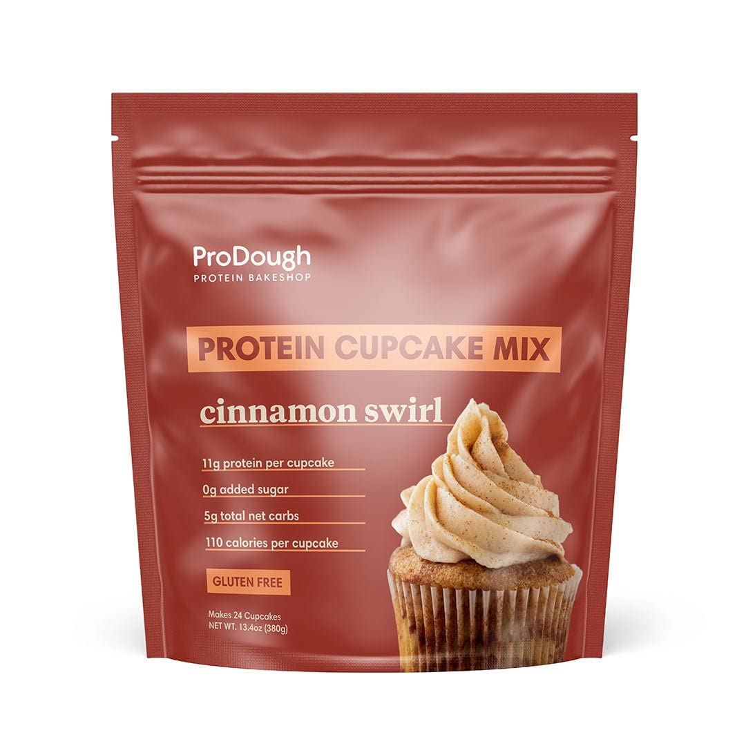 Prodough High Protein- Gluten Free Cupcake Mix  Low Carb  13G Of Protein Per Cupcake  No Added Sugars  Keto Friendly  Makes 12  Healthy Dessert (Cinnamon Swirl)