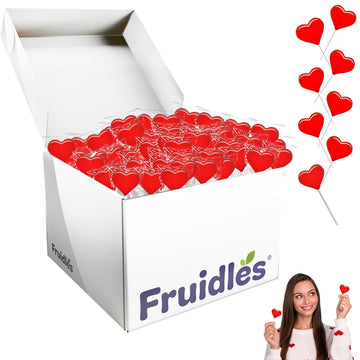 Fruidles Valentines Day Lollipops Mini Red Heart Shaped Strawberry Flavored Lollipop, Individually Wrapped, 5G Lollipops (400 Lollipops)