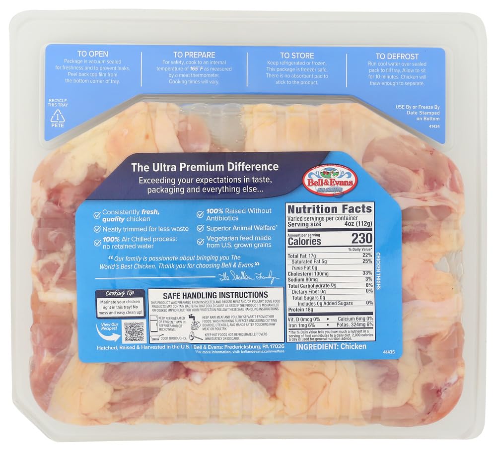 Bell & Evans, Chicken Thigh Bone-In Air Chilled Tray Pack Step 2