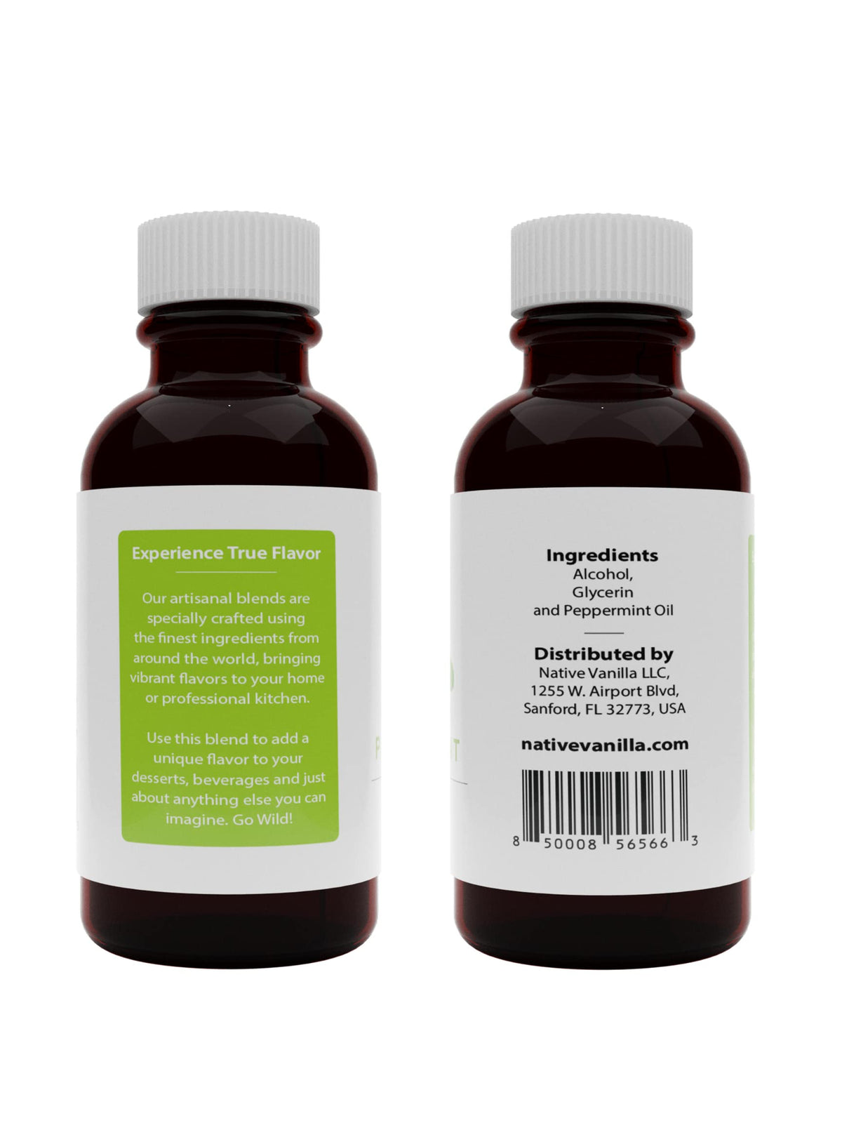 Native Vanilla Pure Peppermint Extract - 4 Fl Oz - Ideal for Cooking, Baking, and Desserts