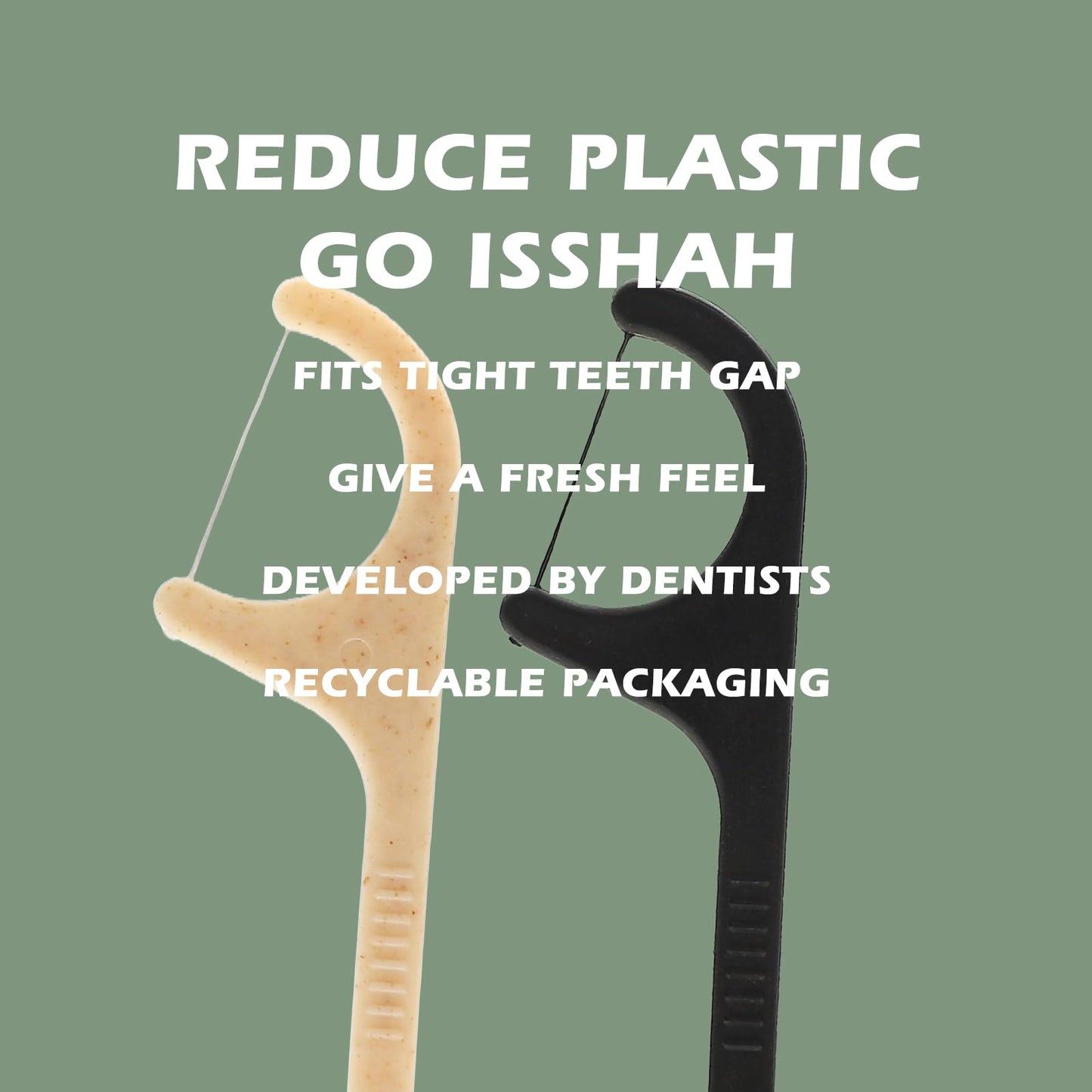 Natural Dental Floss Picks - 200 Count - Bpa Free, Vegan, Sustainable, Eco Friendly, Natural Dental Flossers By Isshah (Mint)