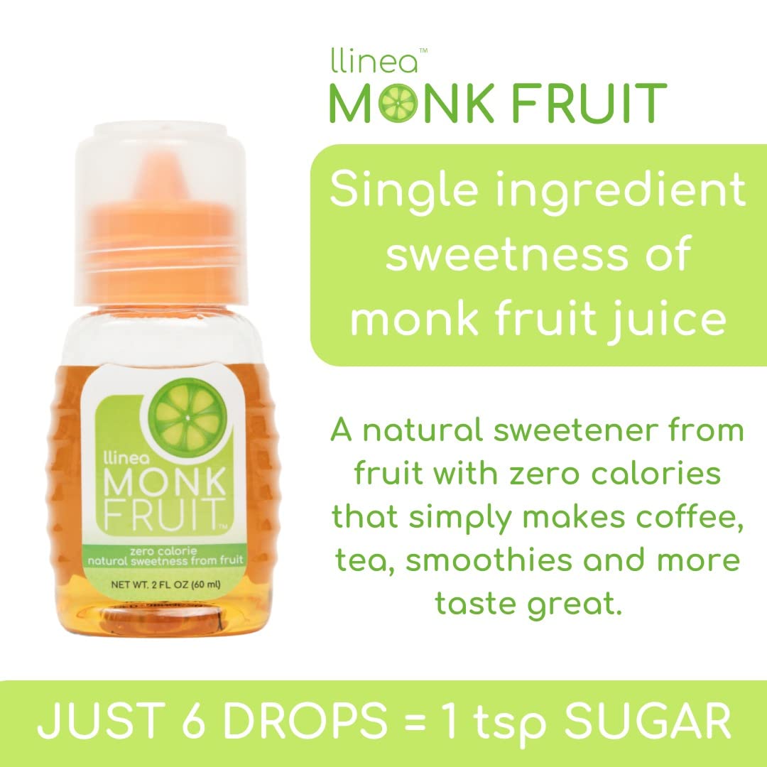 Llinea Monk Fruit - 2-Pack (400 Total Servings) - Sweetens Coffee, Tea, Smoothies, & More - Zero Calories - Zero Carbs - Gluten-