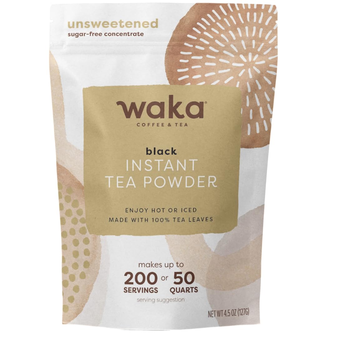 Waka Instant Black Tea Mix, 100% Tea Leaves, Unsweetened, 4.5oz, Makes 50 Quarts or 200 Cups, Hot or Iced Tea