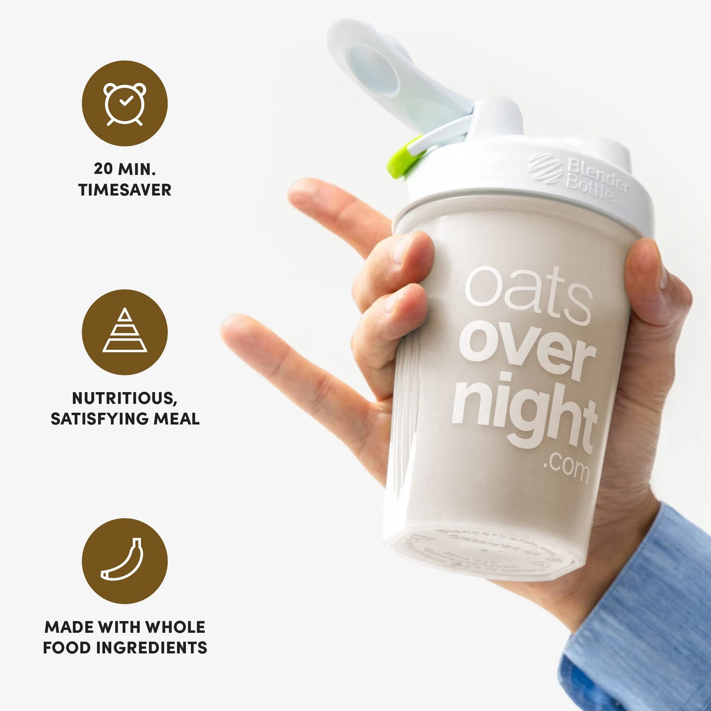Oats Overnight Vegan Overnight Oats - Banana Bread Flavor, 20g Protein, Gluten Free, 2.6 oz (Pack of 8)