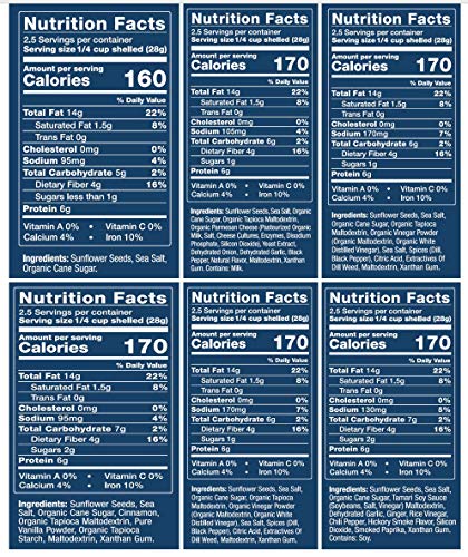 Chinook Seedery Flavored Sunflower Seeds Variety Pack of 6, 4oz - Sunflower Seeds to Eat - Keto, Low Sodium, Jumbo, Roasted, Bas