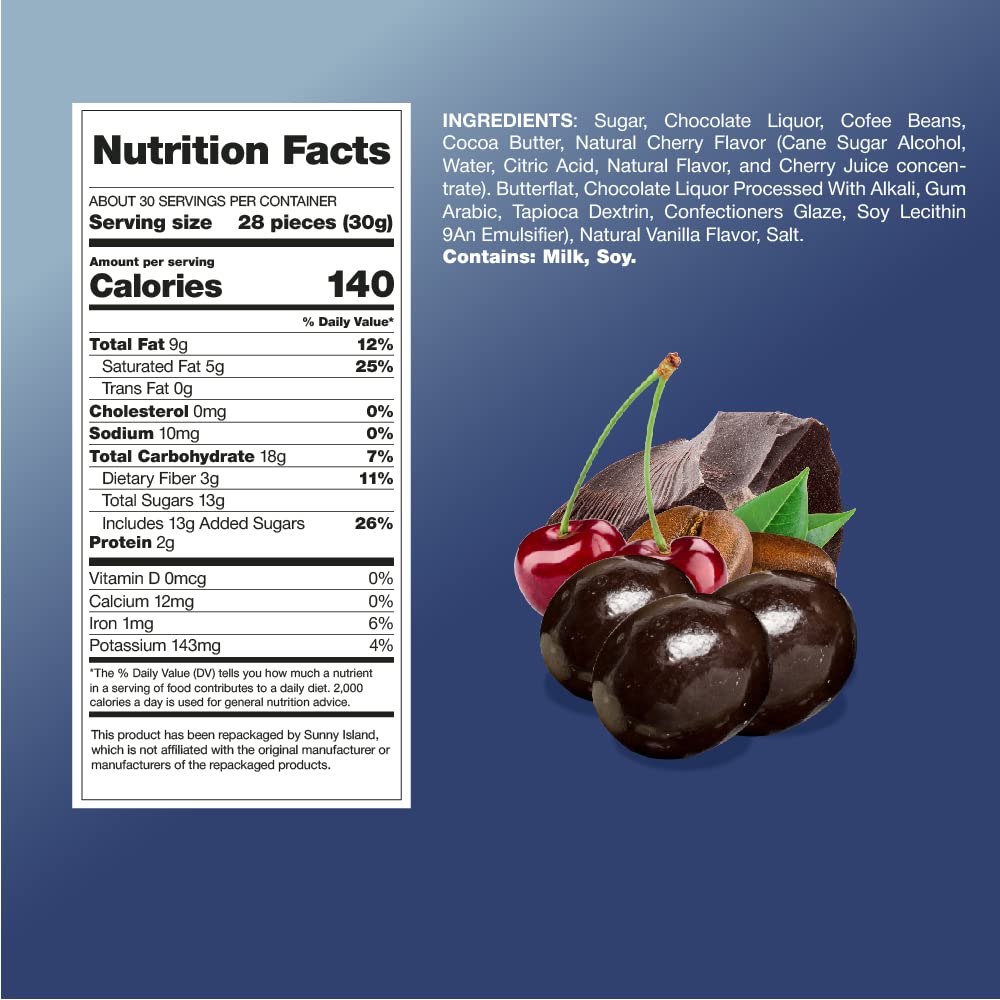 Dark Chocolate Coffee Beans, Cherry-Flavored Dark Chocolate, Gourmet Candy, 2 Pound Bag
